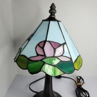 Vintage Tiffany Style Bronze Lamp Shade Colors Blue Green Pink Red Electric