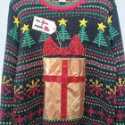 Holiday Time Men s M 38 40  Ugly Christmas Sweater Golden Gift Pocket Acrylic
