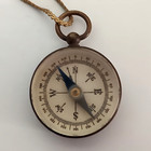 1930 s Compass Brass Antique Necklace Chain Pendant Miniature Nice Good Working