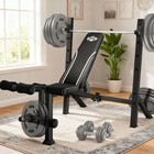 Home Gym Adjustable Weight Bench Press Set 900lbs With Squat Rack   Leg Extensio