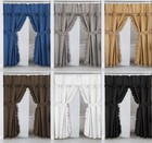 Double Swag Ruffled Fabric Shower Curtain Set  Peva Liner And Roller Rings