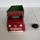 Vintage Pressed Steel Toy Dump Truck Metal Vehicle Red Cab Green Bed For Parts