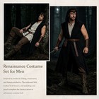 Medieval Costume Set For Men  Renaissance Hooded Sleeveless Cloak Viking Outfit
