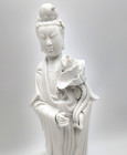 Vintage Quan Yin 14  Chinese Blanc De Chine Porcelain Figurine Statue   read  