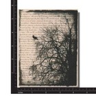 Rubber Stamp  Tree Writing Collage  Halloween black bird crow spooky media words