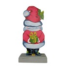 Vintage Handpainted Wood Santa Claus Figurine Christmas Decor Cute Gnome 80s Red