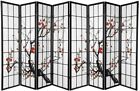 Black Japanese Shoji 4 -12 Panel Black Plum Blossom Design Room Divider