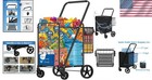 Heavy Duty Grocery Cart Jumbo 320lb Black 27gal Waterproof Bag Swivel Wheels
