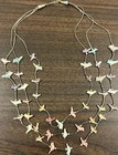 Vintage Native American  zuni  Hand Carved 45 Birds Silver 24in Necklace  rare 