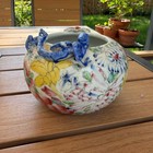 Antique Chinese Export Famille Rose Brush Washer - Blue Dragon   Bat - 5 25 