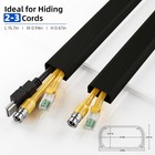 Delamu 142in Black Cord Hider Cable Cover Wall Management Kit For 2-3 Wires