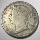 Hong Kong 1889-h Queen Victoria Silver 20 Cents Km-7 Fine