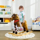 Qaba Baby Rocking Horse Large Riding Plush Animal Rocker With Realistic Sound Sa