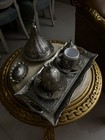 Vintage Antique Silver Turkish Coffee Set - Made In Turkish