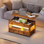 Coffee Table  Lift Top Coffee Table With 2 Drawers  Led Light  Large Storage And