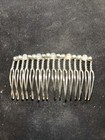 Vintage Hair Comb Silver Tone Twisted Metal Beaded 3d