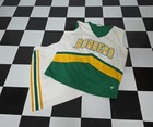 Vintage Bombers Cheerleader Uniform Varsity Top Skirt Green Yellow Gold Sz L