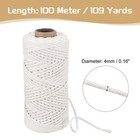 Macrame Cord 4mm X 109 Yard  Cotton Rope Twisted  for Plant Hangers -cream White