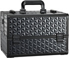 Makeup Train Case Professional Cosmetic Organizer Aluminum Storage Box With 4   