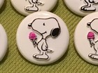 6 Collectable Set Peanuts Buttons Snoopy Ice Cream Plastic Jhb Collection