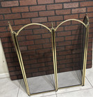 Vintage Mcm Brass Fireplace Screen 4 Panels Folding
