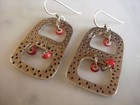 Vintage Taxco Silver Cut-out Dangle Earrings W  Antique Venetian Red Trade Beads