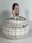 Vintage Napco Pixieware Mustard Condiment Jar Mustache Man Head Spoon Mcm