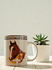 Vintage Cedar Valley Horse Stables Stoneware Mugs Folkcraft Set Of  2  Cups