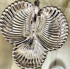 Lunt Silversmiths Vintage Silver Plate 3-part 1960 Clamshell Handled Tray