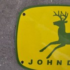 Vintage John Deere Yellow Old Us Gasoline Oil Gas Pump Enamel Porcelain Sign