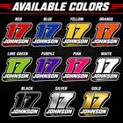Custom Racing Number   Name Sticker   Personalized Race Car Driver Sticker Decal
