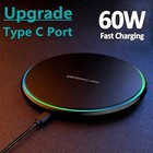 60w Wireless Fast Charger Charging Pad Dock For Samsung Iphone Android Phone