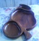Vintage Hawaiian Koa Wood Bowl By Blair   s Hawaii Leaf Shape Divided Platter - A3