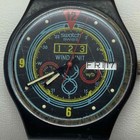 Vintage 1992 Swatch Wind nit Gx121 Quartz Watch Day Date Expansion Band 33mm