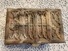 Vintage Genuine Incolay Stone Jewelry Trinket Box Carved Medieval Chest Usa