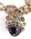 Antique Etruscan Brass Charm Bracelet Victorian Large Charm Fobs 7 5  Long