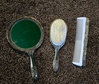 Silver Plated 3 Piece Comb Brush Mirror Vanity Set Ornate Vintage Antique