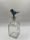 Glass Bottle With Bird Stopper Farmhouse Cottage Decor