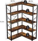 5 Tier Corner Bookshelf L-shaped Industrial Metal Bookcase For Living Room