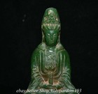 8 8    Old Chinese Green Jade Carving Kwan-yin Guan Yin Goddess Statue Sculpture