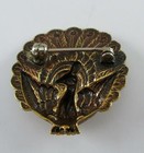 Vintage Brass Stamping Peacock Pin Antique Brooch French Casting