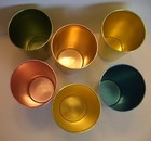 Vtg Lot 6  Bascal Aluminum Tumblers Drinking Glasses 4 5  Mcm Italy Multicolor