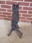 Antique Vintage Cast Iron Sitting Cat Andiron Fireplace Victorian Gothic 