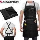Leather Welding Apron welder Mig Tig Work Gloves Set Heat Resistant W 6 Pockets