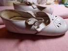 Cute Vintage Sz 3 Mary Jane Kid Leather Baby Toddler Shoes White Cut Outs Dolls