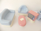 Little Tikes Vtg Dollhouse Blue Living Room Furniture   Kitchen Table W 4 Chairs