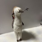 Llama Alpaca Plush Doll Figure Real Wool Fur 8 5 Handmade Folk Art