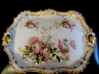 1900 Limoges France Victorian Gold Ruffled Rim  Solid Gold Handles Custom Tray