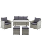 Barton 6-pieces Outdoor Patio Dining Furniture With Table Cushion Wicker Rattan