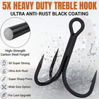 Heavy Duty Treble Hooks Saltwater Fishing Hooks 5x Strong Sharp Corrosion